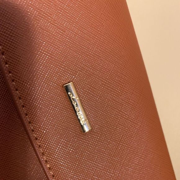 Brand New CARAMEL Clutch with Gold Accents - Picture 3 of 10